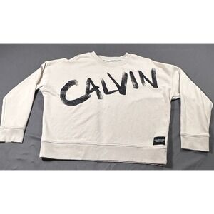 Calvin Klein Performance Womens Oatmeal Graphic Logo Pullover Sweatshirt M